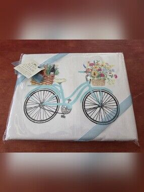 Alice's Cottage Spring Bicycle Flour Sack Kitchen Towels Set of 2 Cotton